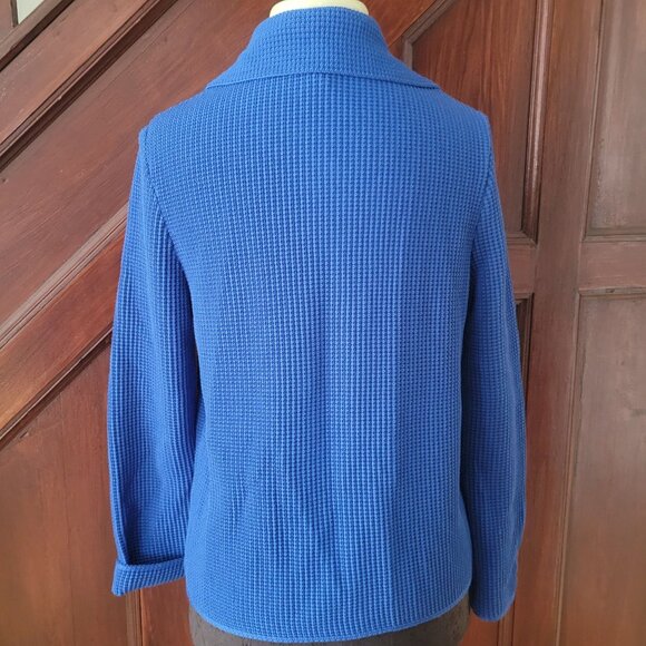Saint James Blue Waffle Knit Jacket With Buckle Closures Size 6 - Picture 4 of 9